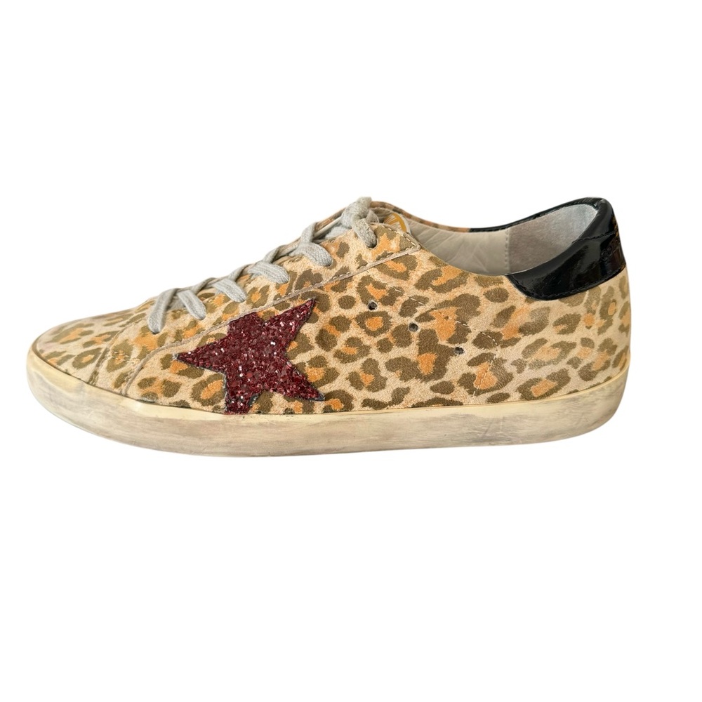 Golden Goose Super Star Glitter Leopard Print Leather Sneakers - Picture 7 of 17